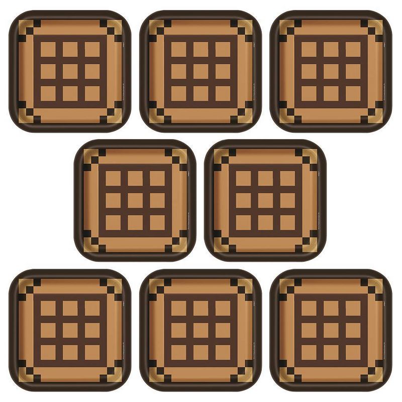 Minecraft 9&#34; 8ct Dinner Paper Plates Brown/Black, 4 of 5