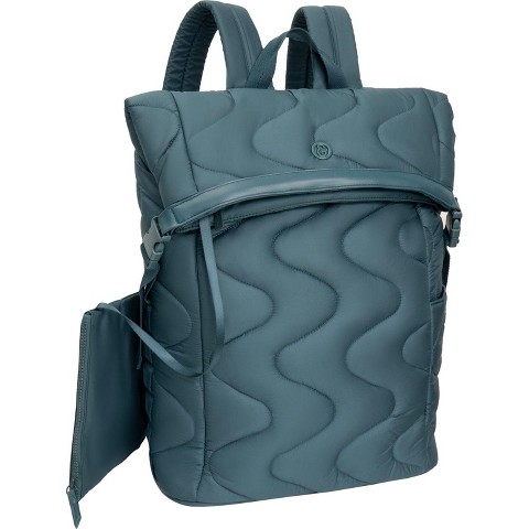 JOAN & DAVID Wave Quilted Puffer Nylon 18 Inch Square Buckle Workbook Backpack 346-Spruce One Size