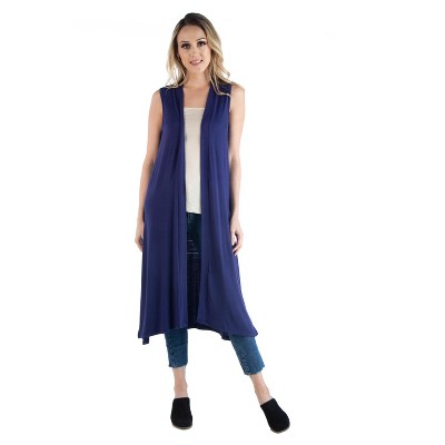 24seven Comfort Apparel Sleeveless Long Cardigan Vest
