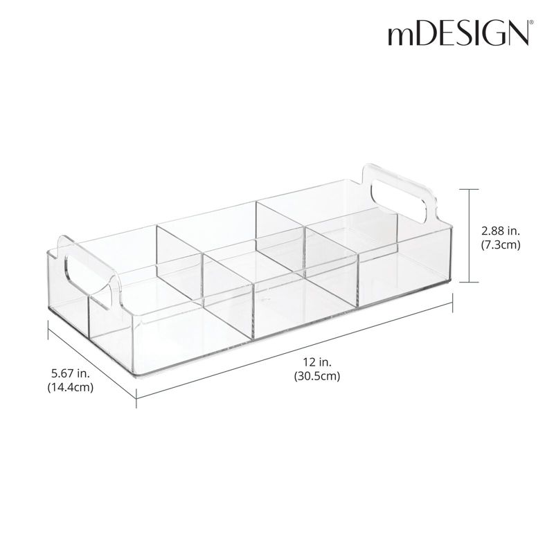 mDesign Compact Plastic Tea Storage Organizer Caddy Tote - 6 Sections - Clear, 3 of 9
