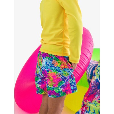 RuggedButts Boys UPF50+ Sun Protected Neon Stretch Performance Hybrid Swim Trunks - Neon Ocean Coral, 5 — фото 5