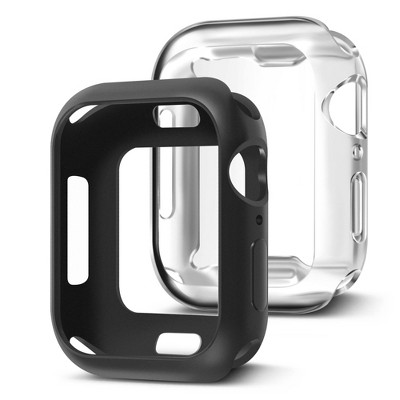 Insten 2 Pack Case Compatible with Apple Watch 40mm Series 6/SE/5/4 - Rugged Cover with Built-in Screen Protector, Black and Clear