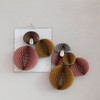 Storied Home Paper Folding Honeycomb Mushroom Ornament with Gold Glitter Edge, Brown and Cream, Set of 2 - 2 of 3