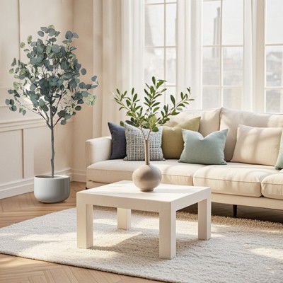 Artificial Eucalyptus Tree 6ft Tall, Fake Silver Dollar Leaves Eucalyptus Plants, Faux Silk Eucalyptus Stems With Planter, Artificial Tree