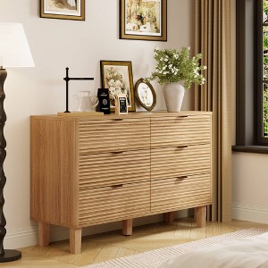 WOWLIVE 6 Drawer Dresser with Deep Drawers, Mid-Century Style Chest of Drawers for Bedroom - 1 of 4
