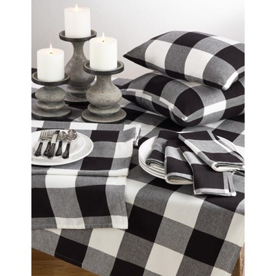 Saro Lifestyle Classic Buffalo Plaid Check Design Cotton Tablecloth