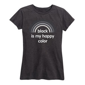Women's - Instant Message - Black Happy Color Short Sleeve Graphic T-Shirt - 1 of 4
