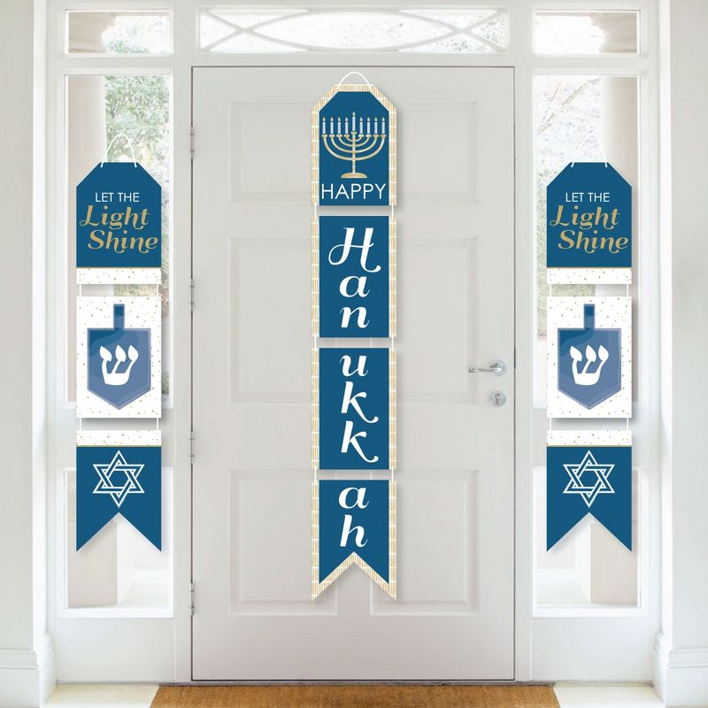 Big Dot of Happiness Happy Hanukkah - Hanging Vertical Paper Door Banners - Chanukah Holiday Party Wall Decoration Kit - Indoor Door Decor, 1 of 8