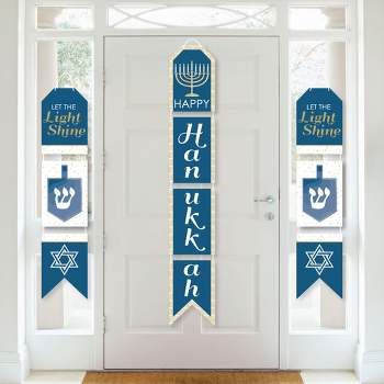 Big Dot of Happiness Happy Hanukkah - Hanging Vertical Paper Door Banners - Chanukah Holiday Party Wall Decoration Kit - Indoor Door Decor