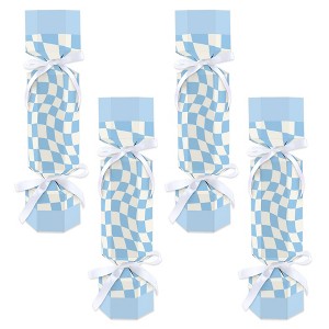 Big Dot of Happiness Blue Checkered Party - No Snap Party Table Favors - DIY Cracker Boxes - Set of 12 - 1 of 4