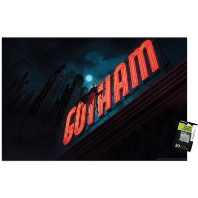 Trends International DC Batman: Caped Crusader - Sign Key Art Unframed Wall Poster Print Clear Push Pins Bundle 22.375" x 34"