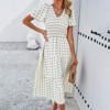 Elegant Summer Maxi Tiered Dress for Women V Neck Garden Party Formal Dress with Tiny Floral Embroidery High Waist Shirred Dress - 3 of 4