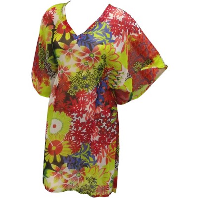 LA LEELA Women's Beachwear Summer Swim Beach Dress Cover Ups for Swimwear Women Short Bikini Swimsuit Coverups for Women 1X-2X Marigold_AC814