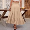 Womens High Rise Tiered Skirts Flowy Texured Pleated Skirts Summer Adjustable Drawstring Strectchy Shirred Waist Beach Skirts - 3 of 4