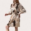 Anna-Kaci Lounge Women's Satin Short Robe with Bold Leopard Print and Waist Tie Duster Sleeves - 3 of 4