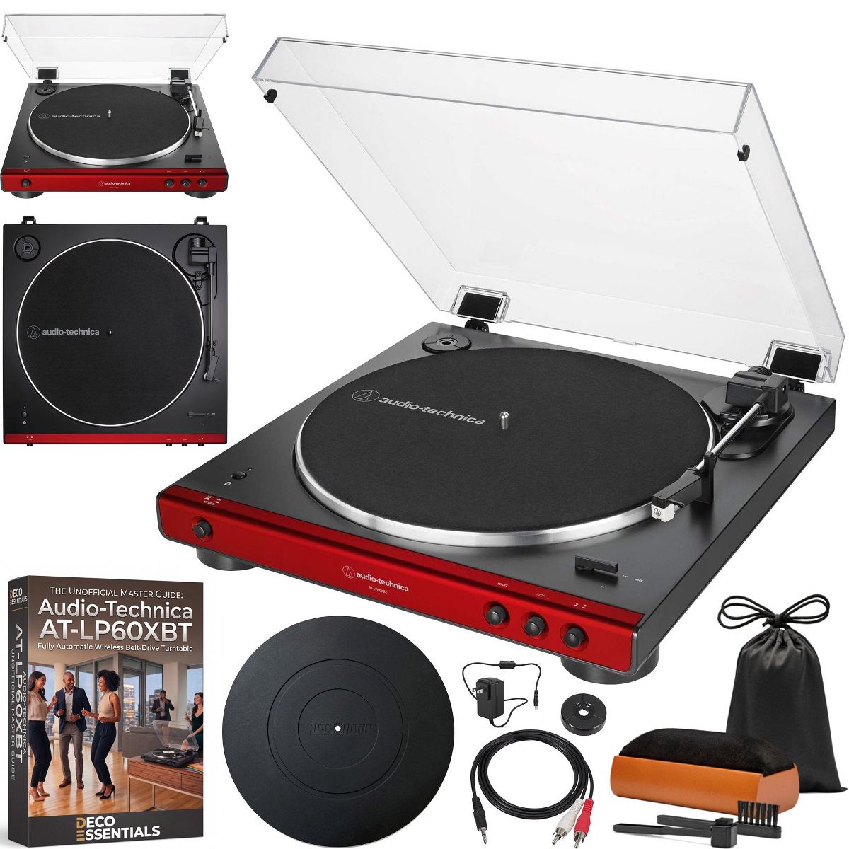 Audio-Technica Fully Automatic Bluetooth Stereo Turntable with Deco Gear Turntable Guide