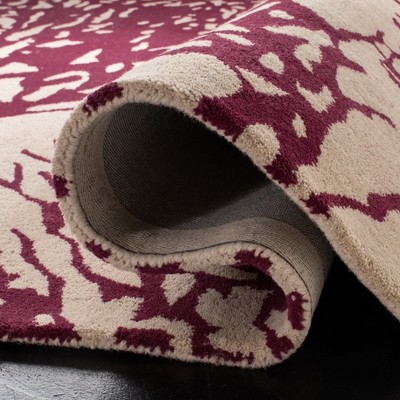 Hand-Tufted Bella Wool 5' Square Area Rug in Beige and Purple