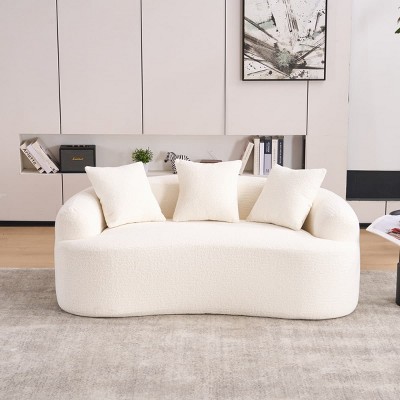 Compact Loveseat Sofa with Chenille Upholstery, No-Assembly Medium Firm Cushion for Small Spaces or Apartments-Maison Boucle