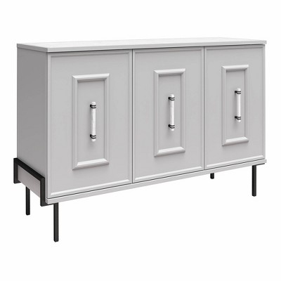Dove Gray 3-Door Accent Cabinet with Faux Marble Top