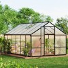 Aluminum Large Walk-in Greenhouse for Outdoors, Sliding Door & Ajustable Roof Vent, Polycarbonate Green Houses for Outside Garden,Backyard,Patio,Lawn - 4 of 4