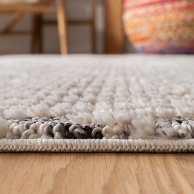 Marrakesh Ivory and Blue Hand-knotted Synthetic 8' x 10' Area Rug