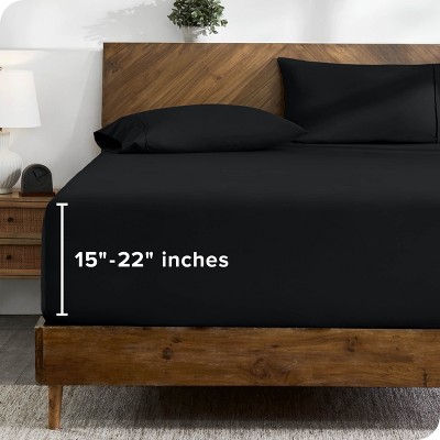 22 Inch Extra Deep Pocket Microfiber Black Queen Fitted Sheet By Bare ...