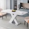 KWPZQEB Modern Rectangle Dining Table, Dining Table with Faux Marble Top, Metal Base & X-Shape Leg, Extendable Marble Dining Table for Dining - 4 of 4