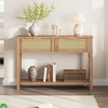 Console Table 43 Inch Rattan Console Table, Entryway Table with 2 Drawers Storage Shelf Woven Design - 3 of 4