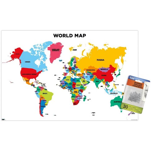 MINI SIZE MAP OF THE WORLD 40 x 50cm POSTER WALL BRAND NEW GREAT GIFT  PRESENT