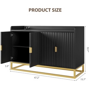 Buffet Cabinet with Storage Accent Sideboard with 4 Doors 47.2" Wide Fluted Credenza Modern Buffet Table Media Console Cabinet - 1 of 4