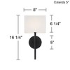 Possini Euro Design Favreau Modern Wall Light Sconces Set of 2 Black Hardwire 8" Fixture Rectangular Linen Shade for Bedroom Reading Living Room House - 4 of 4