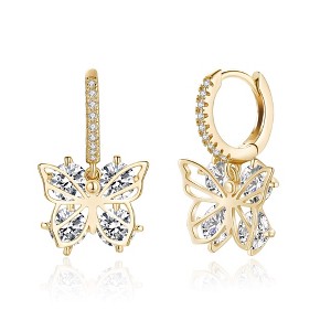 Turandoss 18K Gold Huggie Hoop Earrings for Girls Women - Dainty Diamond Cartilage Dangle Clip on Earring Hypoallergenic, Birthday Christmas Gifts - 1 of 4