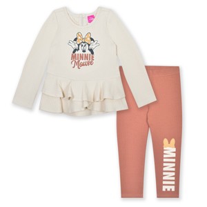 Disney Minnie Mouse Girls Long Sleeve Shirt and Legging Pants Set for Toddlers and Big Kids - 1 of 4