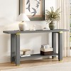Entryway Console Table with MDF Top,Geometric Metal Accent and Bottom Storage Shelf,63" Modern Sofa Table for Hallway Living Room-Coolbibila - 2 of 4