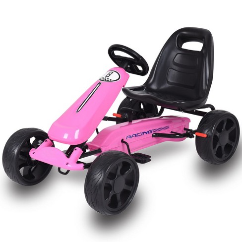 Costway Go Kart Kids Ride On Car Pedal Powered 4 Wheel Racer Stealth  Outdoor Toy Pink