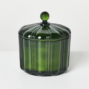 2 Wick Medium Glass with Lid Cypress and Santal Colored Jar Candle Green 12oz - Hearth & Hand™ with Magnolia - 1 of 3
