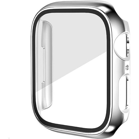 Clearance Sale Silver Edge White Bumper Full Coverage HD Clear Protective  Film Cover for Women Men Apple Watch 38mm Series 2/3