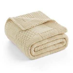 Amelie Home Chenille Knit Throw Blanket – Soft Checkered Texture for Sofa, Bed, and Living Room - 1 of 4