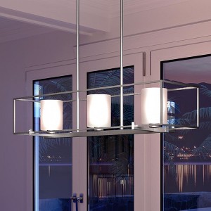 Urban Ambiance Luxury Minimalist Chandelier,  8.75"H x 40"W,  Brushed Nickel Finish, UHP3130 - 1 of 4