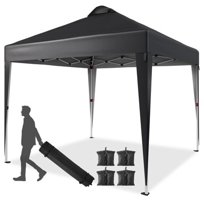 10x10FT Pop Up Canopy Tent,Height Adjustable Sun Shade Shelter with Top Vent,Portable Instant Canopy with Wheeled Carry Bag for Patio,Garden