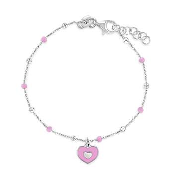 Girls' Enamel Heart Satellite Bracelet Sterling Silver - In Season Jewelry