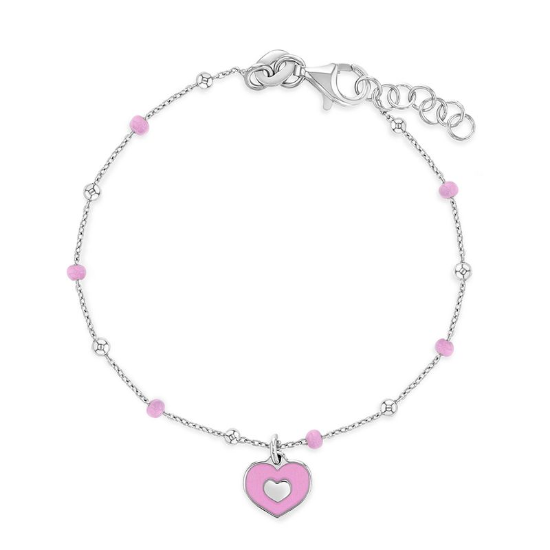 Girls' Enamel Heart Satellite Bracelet Sterling Silver - In Season Jewelry, 1 of 4