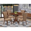 HomeStock Dining room table set of 4 kitchen chairs with Linen Fabric Light Sable color and a dining table with Mahogany Finish - 2 of 4