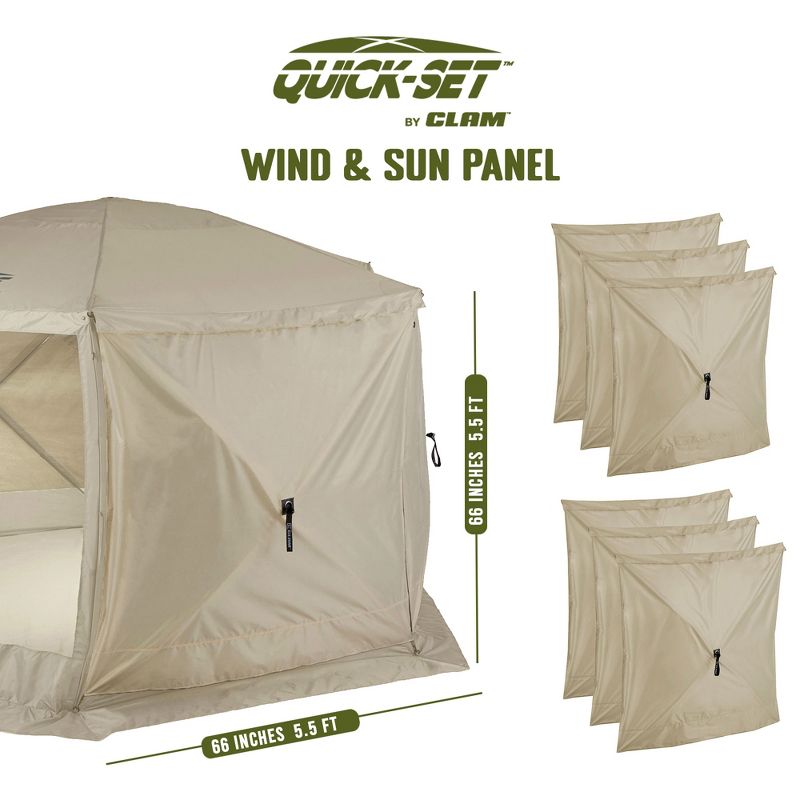 CLAM Quick-Set Escape 12 x 12 Foot Portable Pop Up Camping Outdoor Gazebo 6 Sided Canopy Shelter + 2 Pack of Wind and Sun Panels, 3 of 7