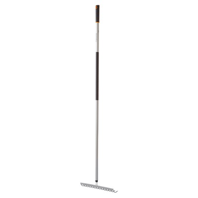 Fiskars Ergo Aluminum Garden Rake (60"): Steel Tines, Soil Leveling, Lawn De-thatching, Gardening Tool