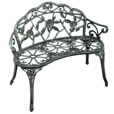 Tangkula Outdoor Garden Bench Cast Aluminum cast iron Antique Green