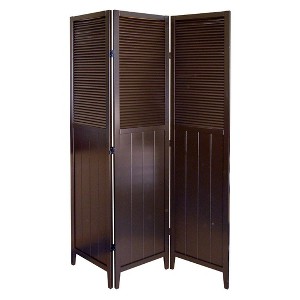 Gulches 70" Tall 3-Panel Screen / Room Divider "Shutter Door" with Espresso finish - 1 of 4