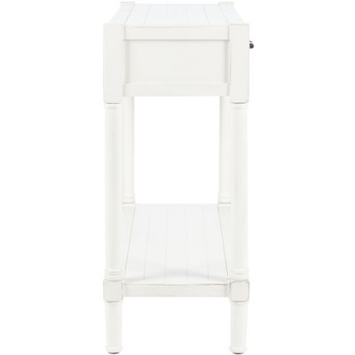 Elegant Distressed White Wood & Metal Console Table with Storage