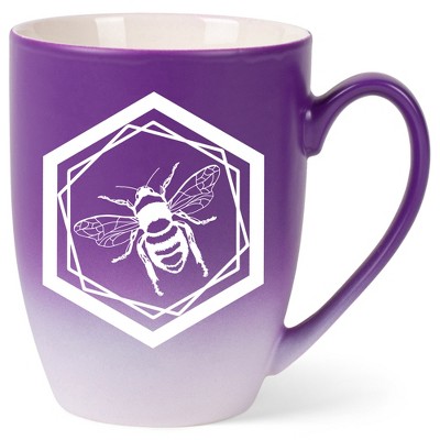 Elanze Designs Honeycomb Bee Two Toned Ombre Matte Purple and White 12 ounce Ceramic Stoneware Coffee Cup Mug