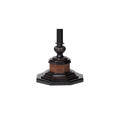 Bronze Faux Marble Alabaster Glass Torchiere Floor Lamp